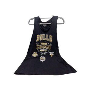 UNK NBA Chicago Bulls Gold Tribal Black Cotton Tank Top Size Medium Vintage